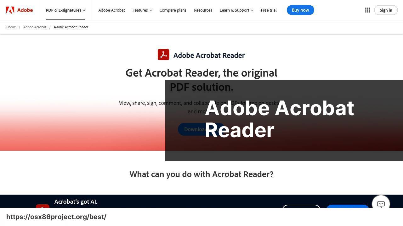 https://www.adobe.com/acrobat/pdf-reader.html screenshot