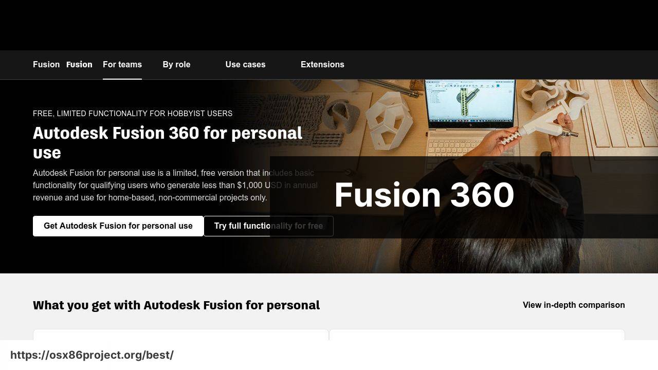 https://www.autodesk.com/products/fusion-360/personal screenshot