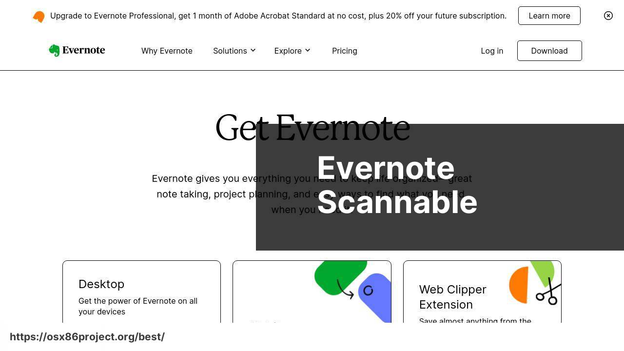 https://www.evernote.com/about/download/ screenshot