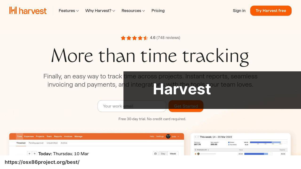 https://www.getharvest.com/ screenshot