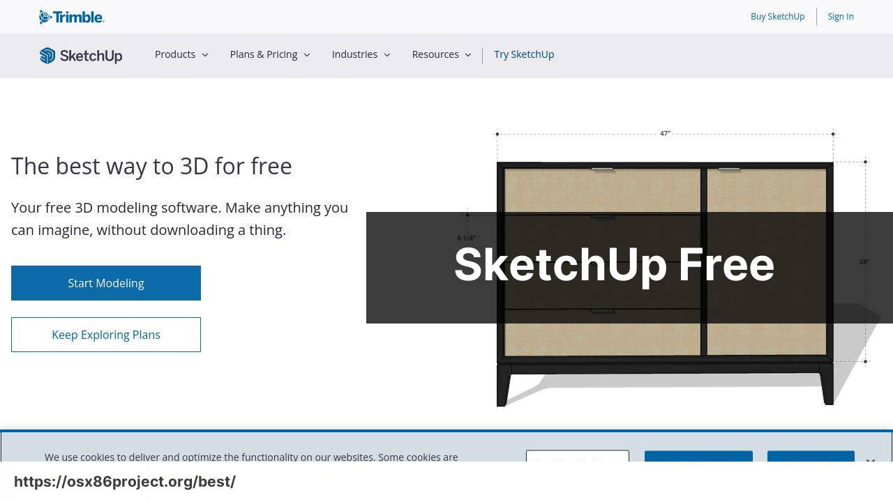 https://www.sketchup.com/products/sketchup-free screenshot