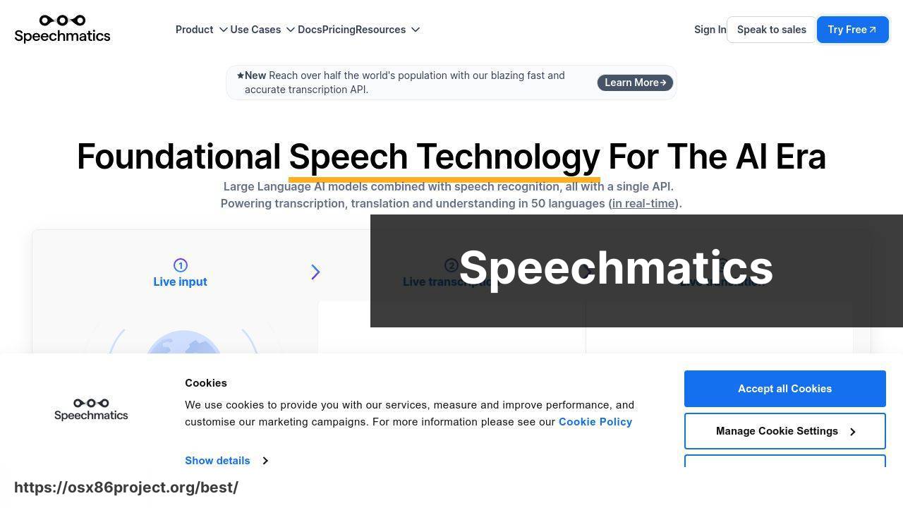 https://www.speechmatics.com/ screenshot