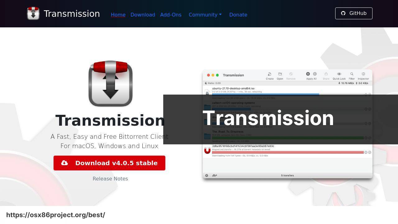 https://www.transmissionbt.com/ screenshot