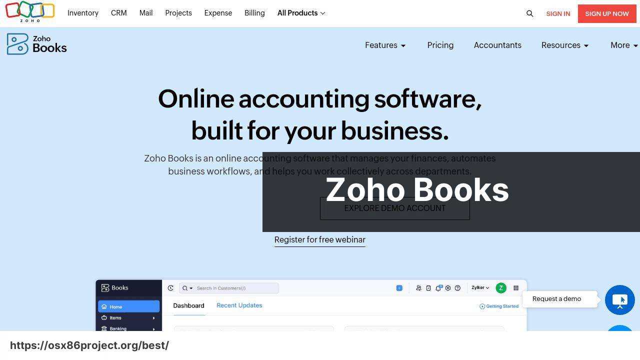 https://www.zoho.com/books/ screenshot