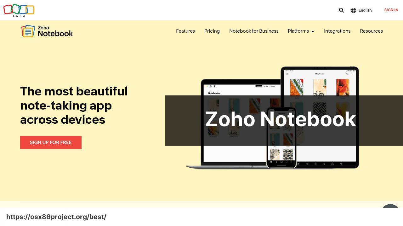 https://www.zoho.com/notebook/ screenshot