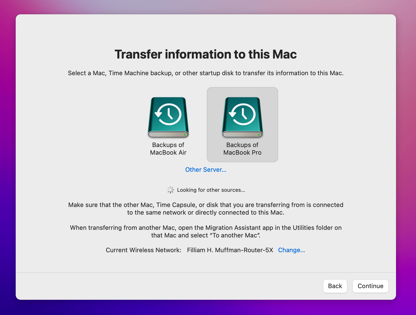 Step 4 to restore from Time Machine on Mac: Select your disk