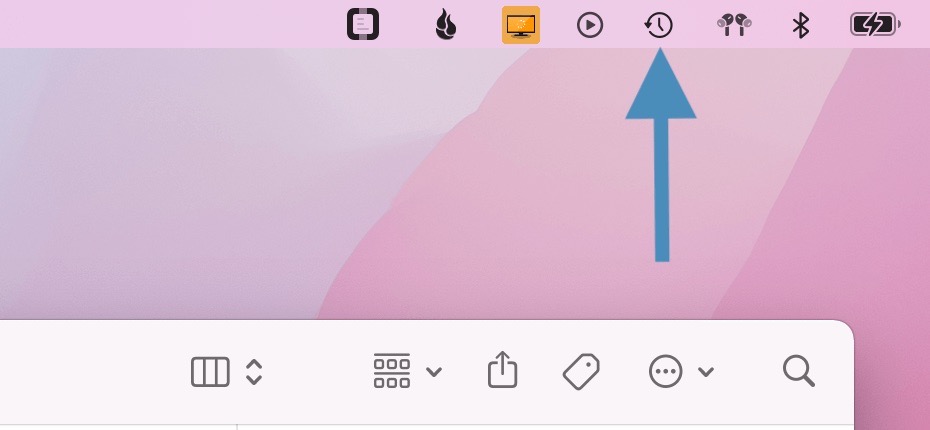 Open Time Machine by clicking the icon in the menu bar