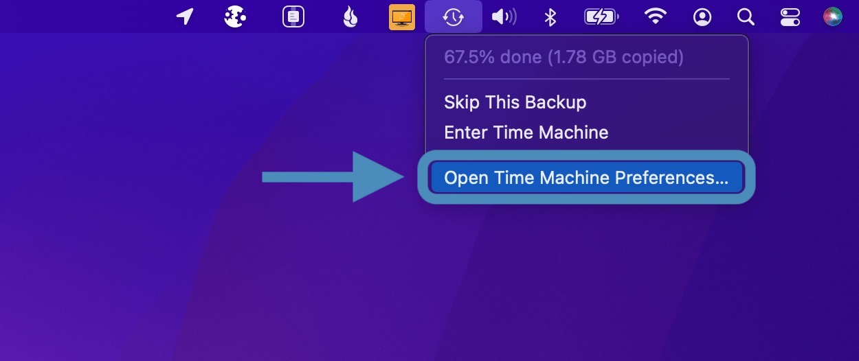 Open your Time Machine preferences