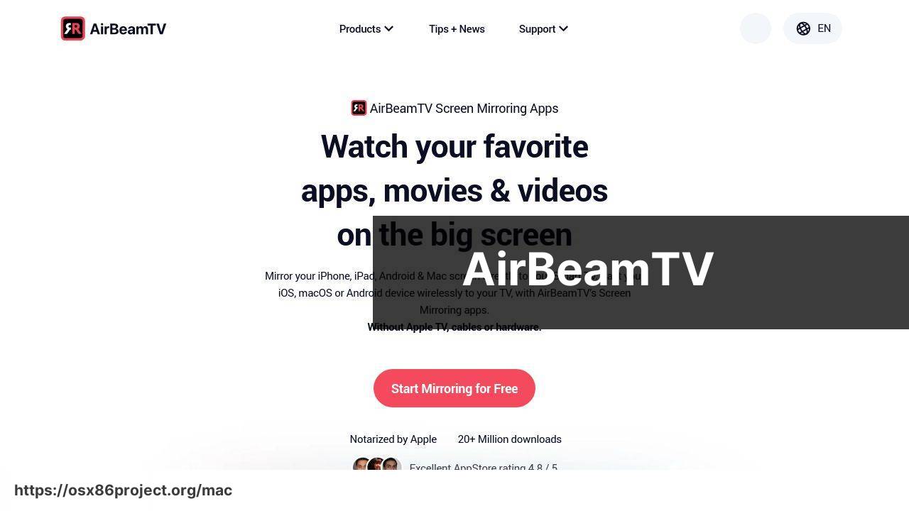 https://www.airbeam.tv/ screenshot