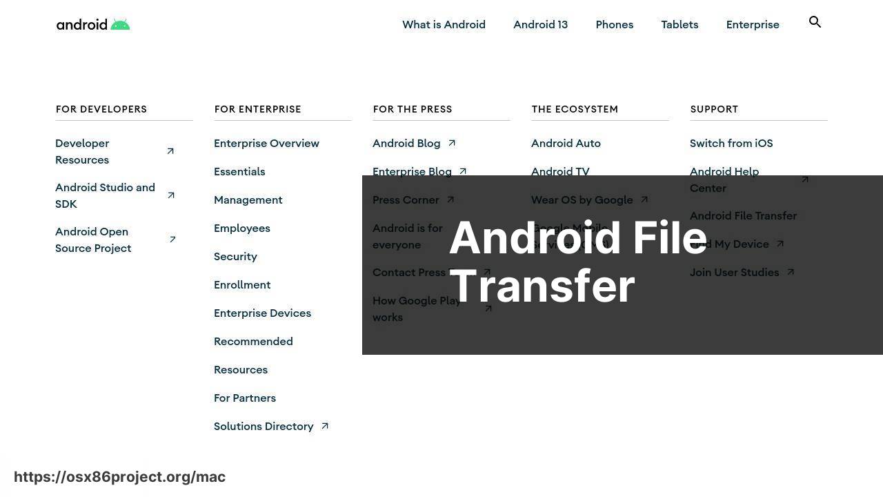 https://www.android.com/filetransfer screenshot