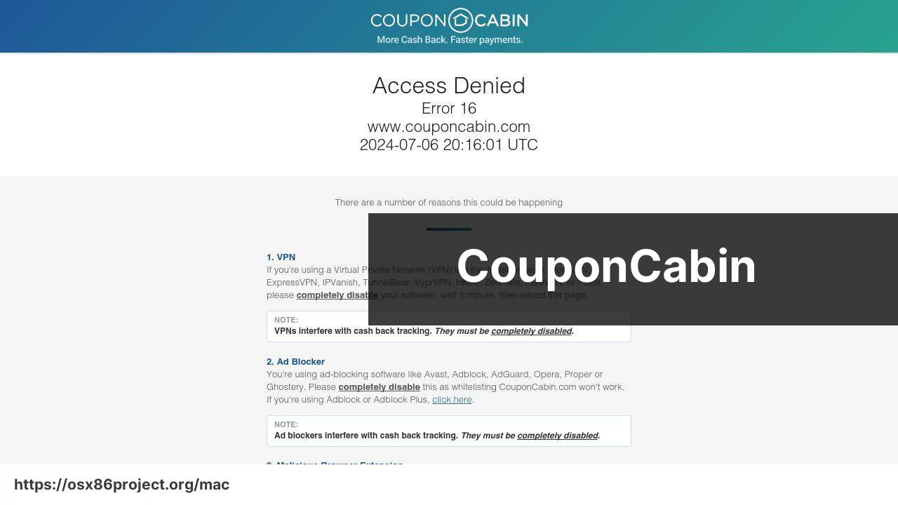 https://www.couponcabin.com screenshot