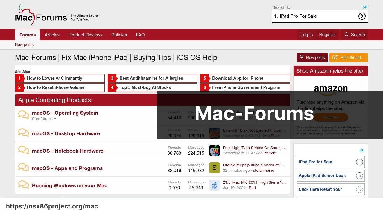 https://www.mac-forums.com/ screenshot