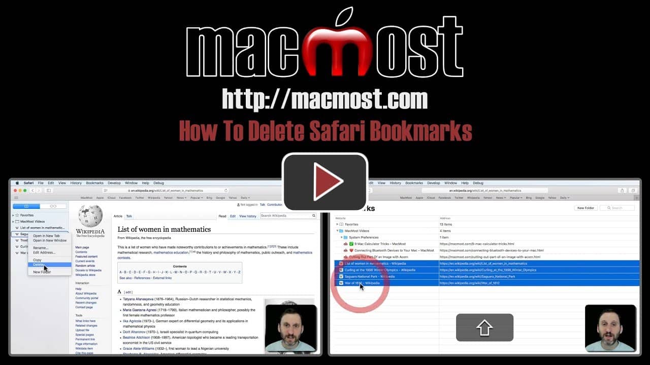 Safari for Mac: Delete Bookmarks