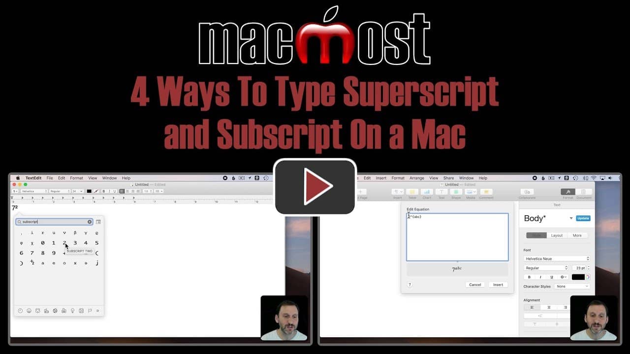 Mac: Master Super/Subscript Usage