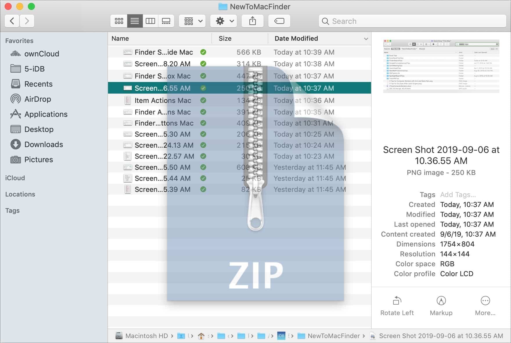 Mac上のZIPファイル