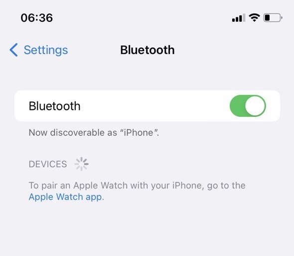 Apple TVがスクリーンミラーリングされない場合、iOSでBluetoothをオンにしてオフにします。