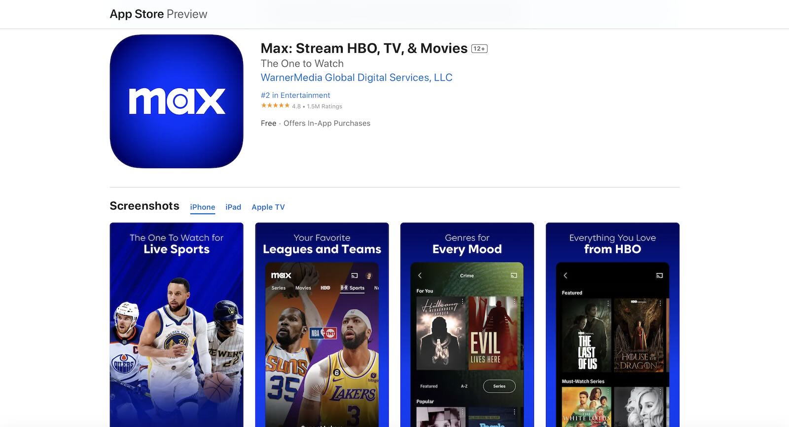 Max: Stream HBO, TV & Movies app screenshot