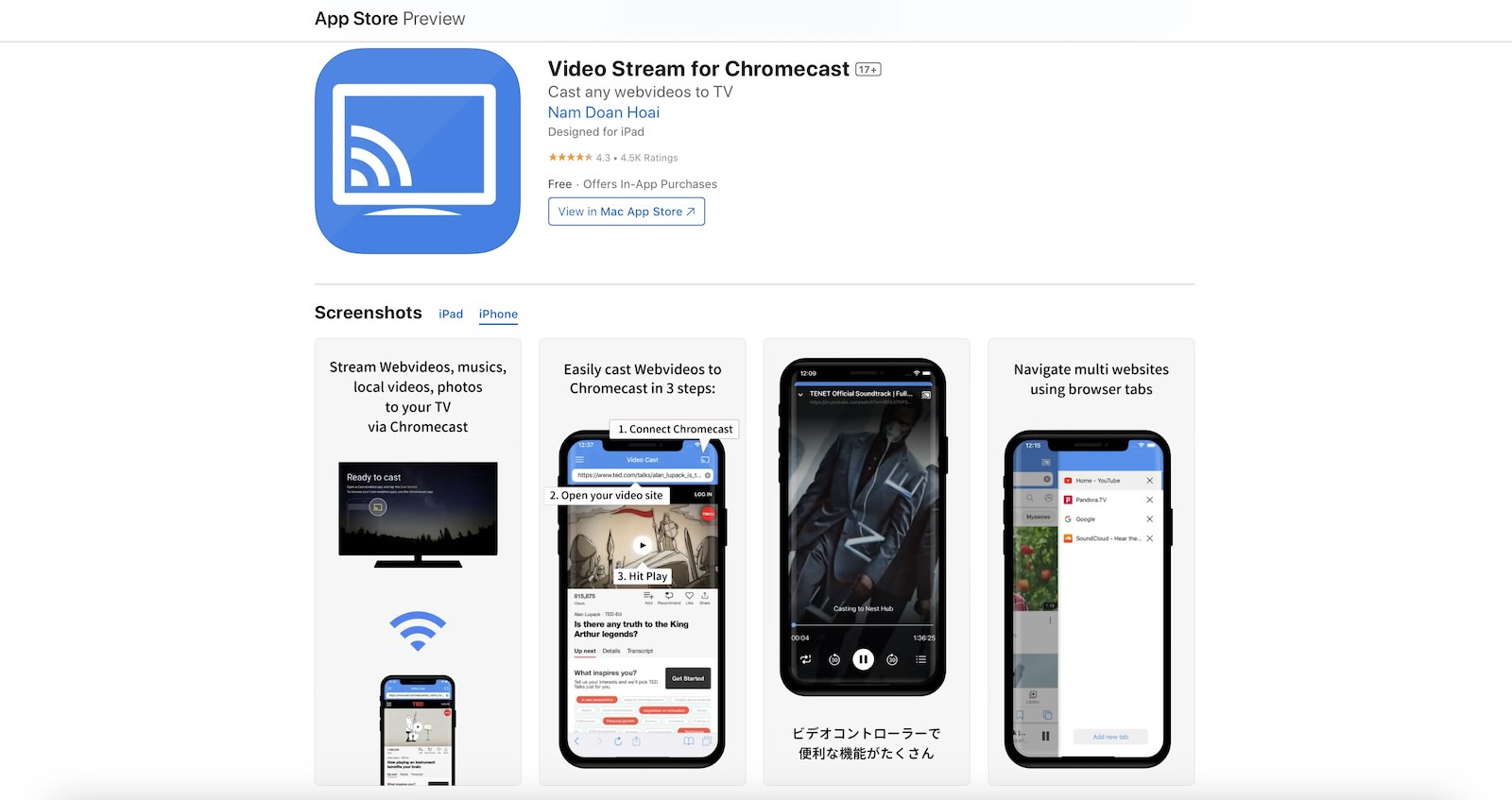 Video Stream for Chromecast in the App Store