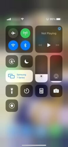 To stop streaming tap on the AirPlay or Screen Mirroring option on iPhone