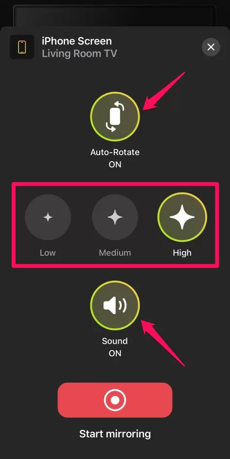 Adjust settings for the broadcast in DoCast