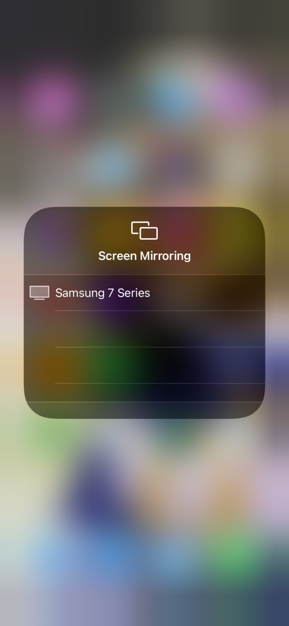 Choose your device from the list in Screen Mirroring option on iPhone