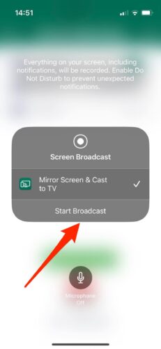 Smart View TVで放送開始ボタンをタップ