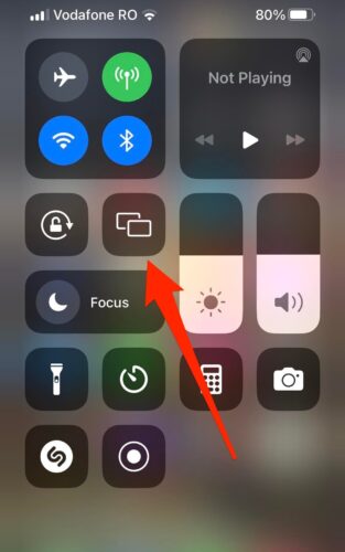 Tap the Screen Mirroring option on iPhone