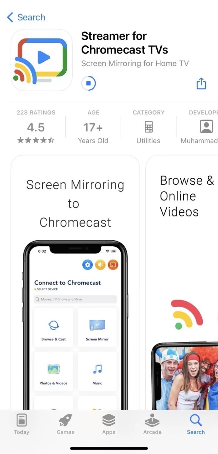 Download Streamer for Chromecast TVs from the App Store
