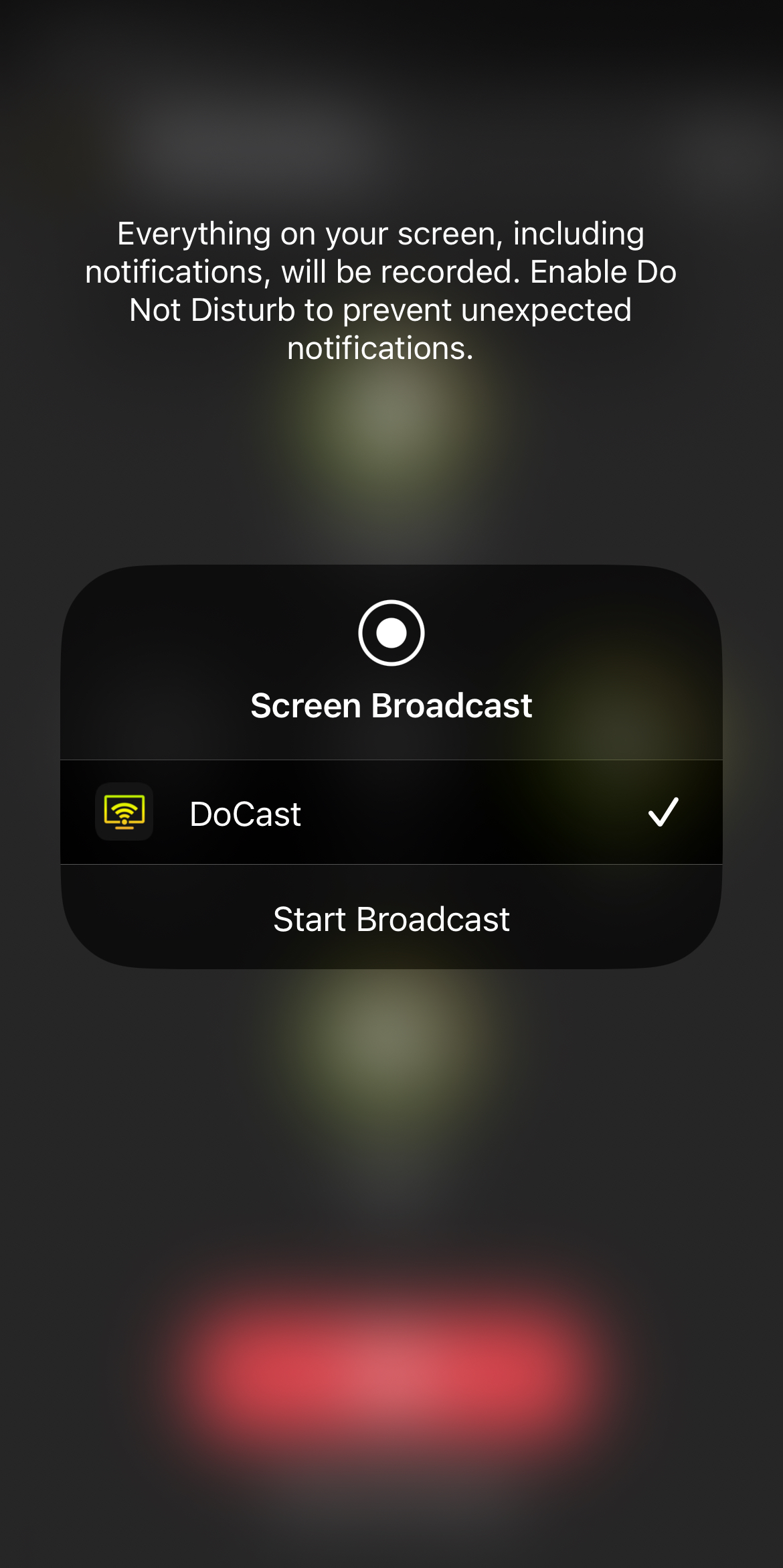 Broadcasting iPhone to Chromecast TV via DoCast