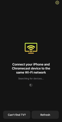 The DoCast app searching for nearby Chromecast devices