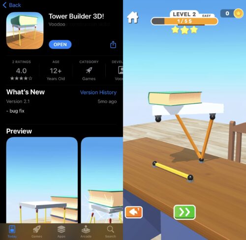 iPhone上のTower Builder 3D