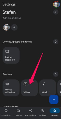Tap on the Video tile in Google Home