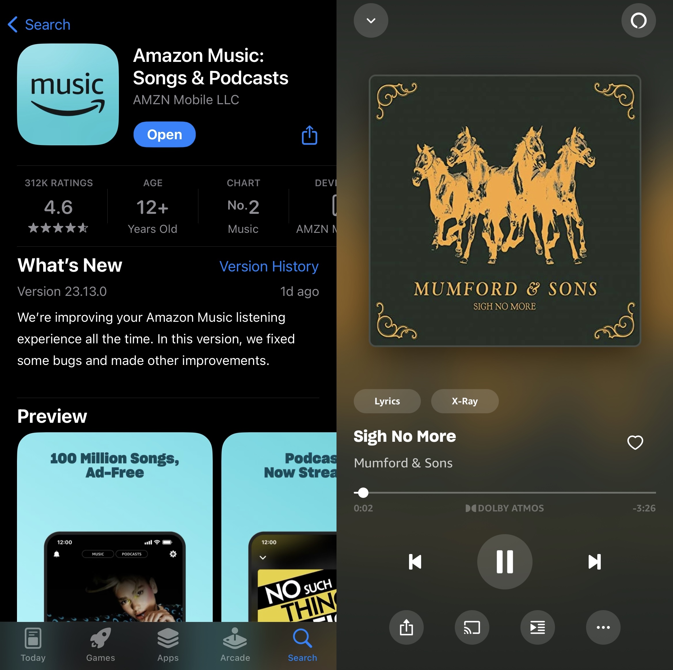 iOSのAmazon Musicアプリ