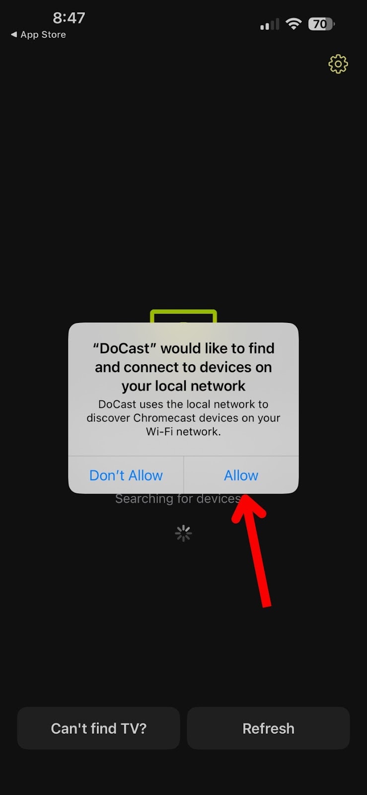 Allow DoCast to connect to devices on your local network