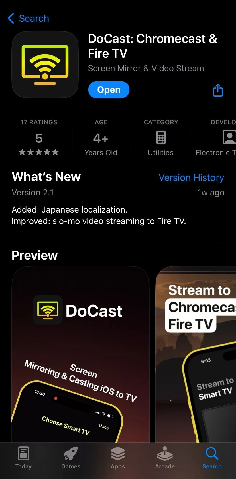 Find DoCast on the App Store and download it