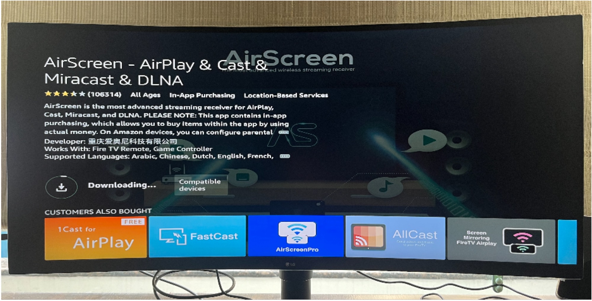 AirScreen downloading on Fire TV